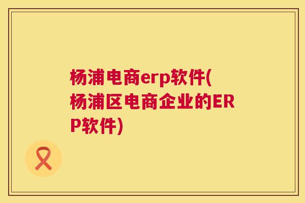 杨浦电商erp软件(杨浦区电商企业的ERP软件)