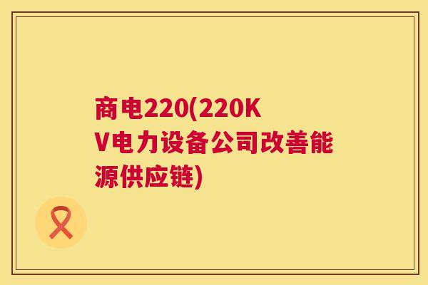 商电220(220KV电力设备公司改善能源供应链)